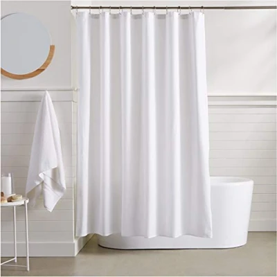 Image de Amazon Basics Rideau de douche, 100 % polyester, Blanc/Jardin Opulent, 72&quot; X