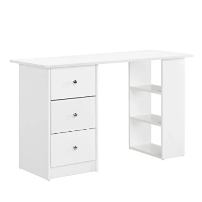 Image de [en.casa] Bureau Table de Secrétaire Poste Travail Informatique Plat Bois Mélaminé Blanc 120 x 49 72cm