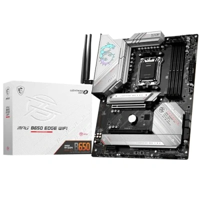 Image de MSI MPG B650 Edge WiFi Carte mère, ATX Support des processeurs AMD Ryzen 9000, AM5 Alimentation Double Rail 14 Phases 80A, DDR5 Memory Boost 6600+MHz/OC, 2 x PCI E 4.0 x16, 1 M.2 Gen5, Wi FI 6E
