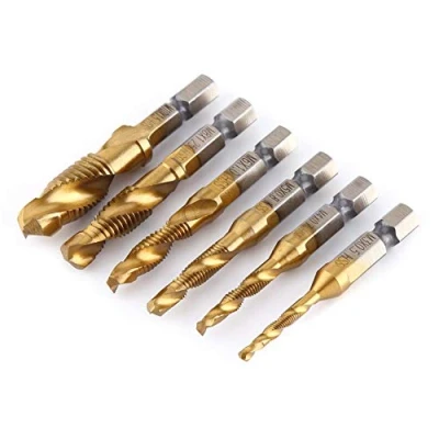 Image de MAGT M3 M10 Porte Taraud HSS Forets et tarauds, 1/4&quot; Hexa Métrique Thread Bits Set Outillage M10, Foret Perçage Robinets HSS, Combinaison Drill and Tap Bit