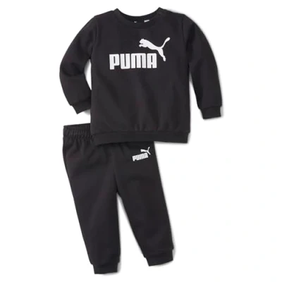 Image de PUMA Mixte bébé Minicats Ess Crew Jogger Fl Jog Suit, Cotton Black, 74 EU