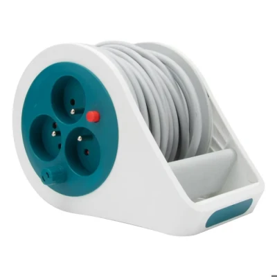 Image de Mini enrouleur design 3 prises 2P+T 7m bleu Zenitech