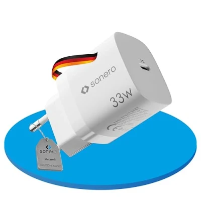 Image de sonero chargeur USB C, 1x 33 watts port GaN rapide, alimentation USB, de téléphone portable avec détection automatique du courant charge, blanc