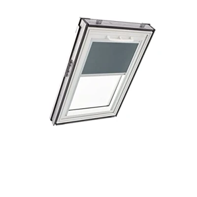 Image de Store d&#039;obscurcissement Roto Original ZRV Occultation Presque Totale Rail de Guidage Argent Commande Manuelle pour Les Fenêtres Toit la série Q avec Taille 114/160 11/16 Gris Foncé