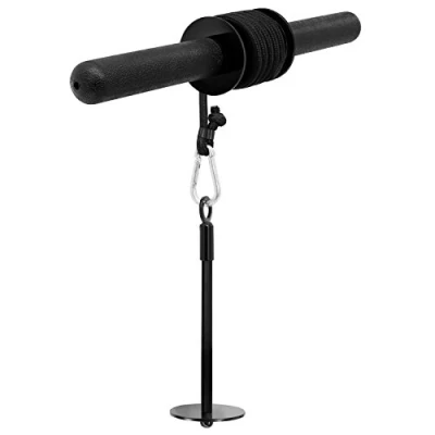 Image de Yes4All Wrist and Forearm Blaster, &amp; Roller with Soft Foam Grip Handles for Training, Workout Fit 1 inch Standard 2 Olympic Weight Plates (Black)