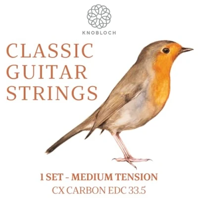 Image de KNOBLOCH STRINGS cordes de guitare espagnole EDC33.5 ERITHACUS Double Argent CX Carbon Tension moyenne 33.5 Graves chaudes Aigus lyriques et brillants Jeu pour flamande