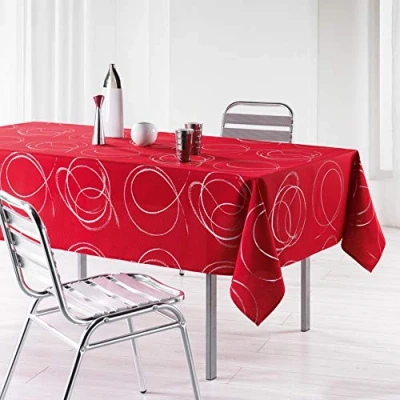 Image de douceur d&#039;intérieur, Nappe Rectangle (150 x 300 cm) Bully Rouge, Polyester Imprimé Métallisé