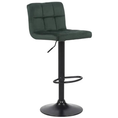 Image de CLP Tabouret De Bar Feni en Velours I Assise Rembourrée Piètement Trompette Métal Noir Repose Pieds Pivotant A 360I Hauteur Réglable, Couleur:Vert
