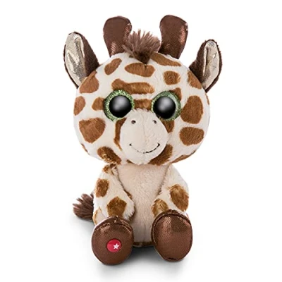 Image de NICI JIRAFA 15CM 46944 Does Not Apply L’Originale Halla Glubschis 15 cm Peluches adorables Grands Yeux Brillants Animaux du Zoo Duveteux à câliner et pour Jouer Doudous girafes, Beige/Marron