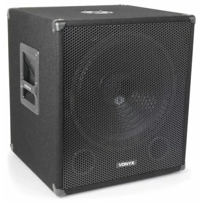 Image de VONYX SMW15 Caisson de Basse Passif 600W Subwoofer 15&quot; Filtre Passe Bas Intégré Poignées Transport sans Résonance pour DJ Coins Protection