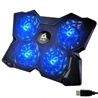 Image de KLIM Wind Refroidisseur Ordinateur Portable Bleu Refroidissement Ultra Rapide + 4 Ventilateurs Silencieux