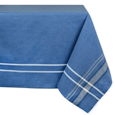 Image de DII Nappe en Lin à Rayures françaises Collection de Table Salle Manger Style Rustique 152,4 x 304,8 cm Chambray Bleu