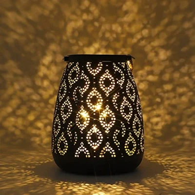 Image de TRIROCKS Lampe Marocaine à Piles 20 cm H de Table sans Fil Lanterne Vintage avec Ampoule LED Style Edison pour Mariages Fêtes Evénements L&#039;intérieur et L&#039;extérieur
