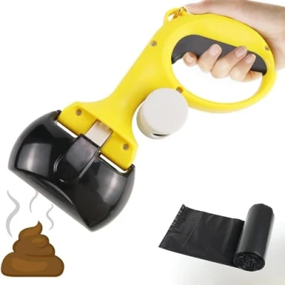 Image de 𝗣𝗲𝗹𝗹𝗲 𝗥𝗮𝗺𝗮𝘀𝘀𝗲 𝗖𝗿𝗼𝘁𝘁𝗲𝘀 pour Chiens. Pelle à Crottes en ABS Non Toxique, Légère et Durable, avec Crochet Distributeur de Sacs, Portable Animaux. 1 Rouleau Sacs Inclus.