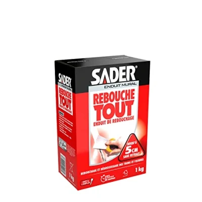 Image de Sader Rebouche Tout Enduit de Rebouchage Intérieur Tous Supports et Égalisation Trous Fissures Jusqu’à 1 cm Joint Plaque Plâtre carton 1kg Format Poudre