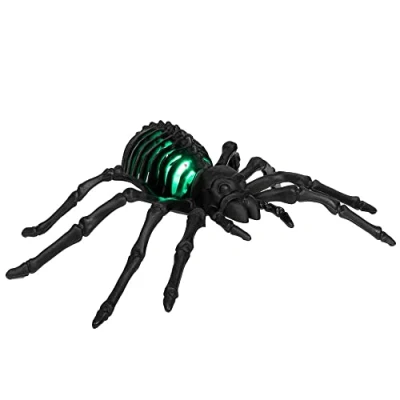 Image de Boland 72421 Squelette d&#039;araignée à LED, taille 22 cm, factice en plastique, avec piles, lumière araignée, décoration pour Halloween, carnaval ou fête thème