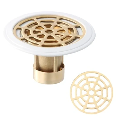 Image de Litinliv Siphon Douche,Drain de Douche en Laiton,Douche Sol avec passoire à Cheveux, Drain orbiculaire Anti Odeur, Salle Bain Domestique Désodorisant.