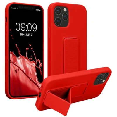 Image de kwmobile Coque Compatible avec Apple iPhone 12 / Pro Housse Support Doigt en TPU Silicone Protection Fonction Rouge