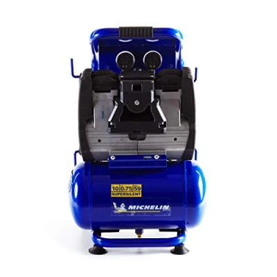 Image de MICHELIN Compresseur d&#039;Air Silencieux MBN10 Cuve 10 Litres Sans Huile Moteur 0.75 cv Pression Maximale 9 bar Débit 140 l/min 8.4 m3/h 59 dB(A) LpA 4m 78 LwA