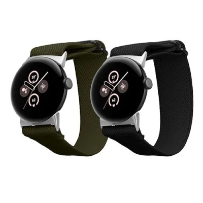 Image de kwmobile bracelet compatible avec Google Pixel Watch 3 41mm / 2 1 2x de rechange en nylon pour fitness tracker noir vert foncé
