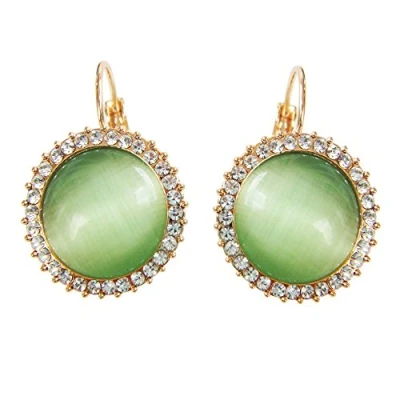 Image de Navachi Métal de base plaqué or 18 ct Rond Vert Opal