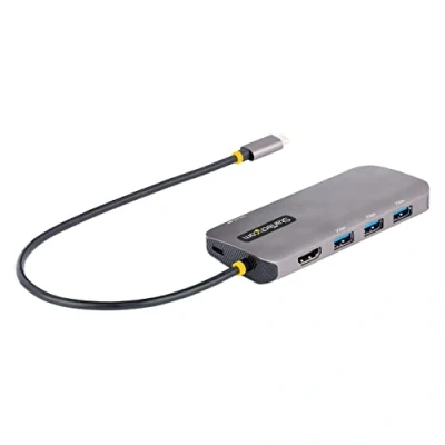 Image de StarTech.com Adaptateur Multiport USB C HDMI 4K60Hz, Hub A 3.2, 5Gbps à 3 ports 100W PD PassTrough Dock avec Câble de 30cm Station d&#039;accueil PC Portable (127B USBC MULTIPORT)