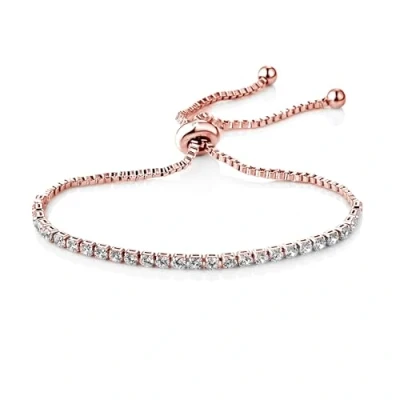 Image de Philip Jones Bracelet d&#039;amitié solitaire plaqué or rose créé avec des cristaux Zircondia®