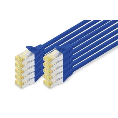 Image de DIGITUS Câble LAN Cat 6A 2m 10 pièces RJ45 réseau S/FTP Blindé Compatible 6 &amp; 7 Bleu