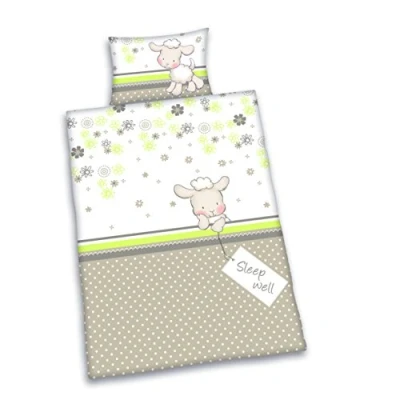 Image de Herding BABY BEST Parure de Lit Réversible pour Enfants, Mouton Lara, Housse Couette 100 x 135 cm, Taie d&#039;Oreiller 40 60 Coton/Renforcé