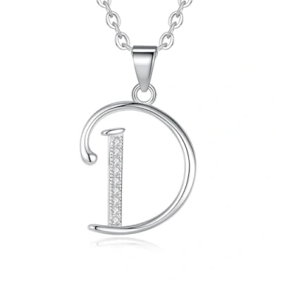 Image de VIKI LYNN Collier Pendentif Lettre Initial en Mon Prénom DIY Les Noms avec Lettres! Idée Cadeau pour Vos Amis Argent Fin 925 et Oxyde de Zircon Serti (Lettre D)