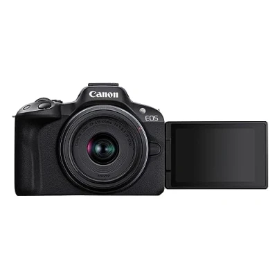 Image de Canon EOS R50 Appareil Photo + Objectif RF S 18 45 is STM (Hybride APS C 24M Pixels, 15 im/Sec, CMOS AF Dual Pixel, vidéo 4K/30p, WiFi), Noir