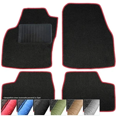 Image de moto MOLTICO Lot de 4 tapis sol voiture En velours Pour Opel Corsa B (1993 2000) Noir avec surpiqûres rouges