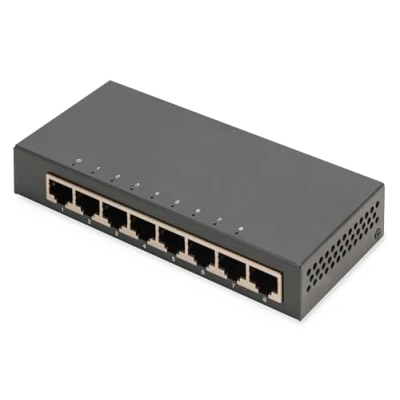 Image de DIGITUS commutateur réseau 8 Ports Gigabit Ethernet 10/100/1000 Mbit/s Non administré Auto MDI/MDI X Plug &amp; Play sans Ventilateur 8X RJ45 Noir