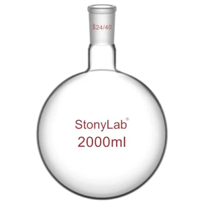 Image de StonyLab Verre Simple cou Fond Rond Flasque RBF, Ballons de Laboratoire Single Neck Round Bottom Flask avec 24/40 Standard Cône Joint Extérieur 2000ml