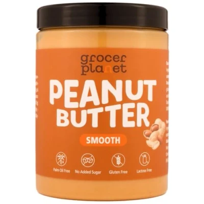 Image de Grocer Planet Beurre de Cacahuète Protéiné Sans Sucre (1Kg) Smooth 100% Cacahuètes Naturel Huile Palme Gluten Lactose