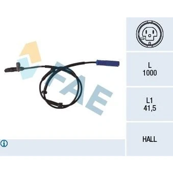 Image de FAE 78076 Capteur ABS Essieu arrière Principe de Hall 2 1000 BMW: 5 Touring