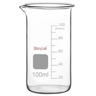Image de stonylab Bécher en Verre, Lot de 1, Verre Borosilicaté Gradué, Laboratoire à Bec Verseur, 100 ml