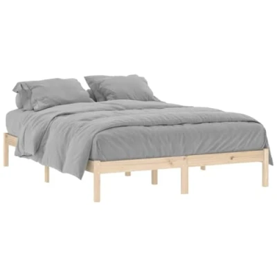 Image de vidaXL Cadre de lit 152x203 cm Bois Massif pin, lit, en Massif, Meubles Chambre à Coucher, Bois, Base