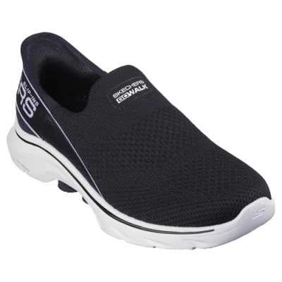 Image de Skechers Femme GO Walk 7 MIA, Textile Noir avec Bordure Blanche, 41 EU