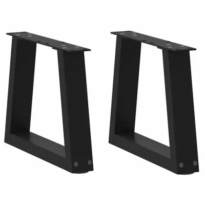 Image de vidaXL Pieds de table à manger forme V 2 pcs noir 30x(30 31,3)cm acier, pied table, manger, 4012520