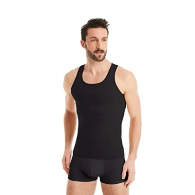 Image de FINN débardeur modelant pour Hommes Maillot de Corps Shapewear sans Manches en Coton sous Compression Body Shaper Un Ventre Plus Plat Noir 4XL