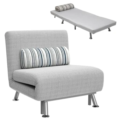 Image de HOMCOM Fauteuil Convertible 3 en 1 chauffeuse lit Place avec Coussin Gris