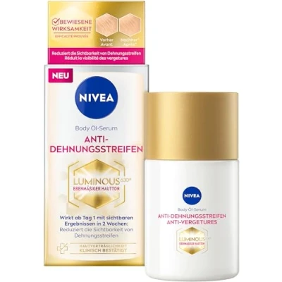 Image de NIVEA LUMINOUS630® sérum à l&#039;huile pour le corps anti vergetures, huile corporelle réduit la visibilité des formule très efficace et hydrate 48 h (100 ml)