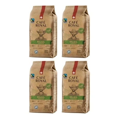Image de 4 x 500 GR Café Royal Brasil Classico Torréfié en Grains Format Pratique Sachets de 0,5 KG Intensité 3/5 100% Arabica Durables du Brésil Certifiés Fairtrade