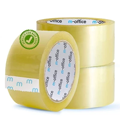Image de m office Cinta Adhesiva Transparente, de Embalar para Embalaje Cajas, Envíos, Mudanzas y Manualidades, Precinto Transparente Seguro Resistente (48mmx66m, x3)