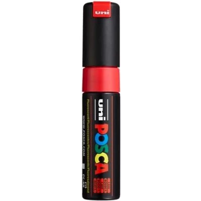Image de Uni Ball Posca 1 marqueur pointe large biseautée rouge fluo