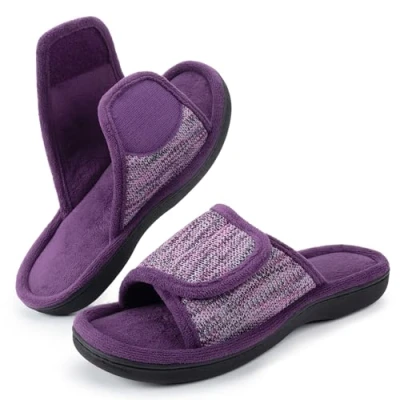 Image de RockDove Chausson de Glissement à Mémoire Forme avec Enveloppe Ajustable pour Femme, 40/41 EU, Aubergine