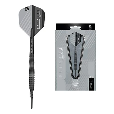 Image de TARGET Darts Echo 14 Jeu de fléchettes à Pointe Souple 90% tungstène 18 g 18G Unisexe, Noir/Gris