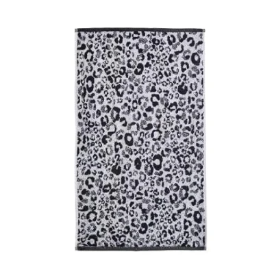 Image de Fusion Serviette de Toilette imprimé Animal Noir (50 x 90 cm) 100% Coton Patte guépard/léopard Zoo Safari Noire et Blanche/Petite
