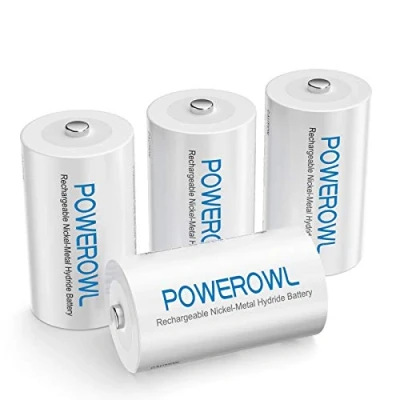 Image de POWEROWL Pile LR14 Rechargeable Pré chargé 5000mAh 1,2V Ni Mh Rechargeables C,1200 Cycles Faible Auto décharge Accu Lot de 4